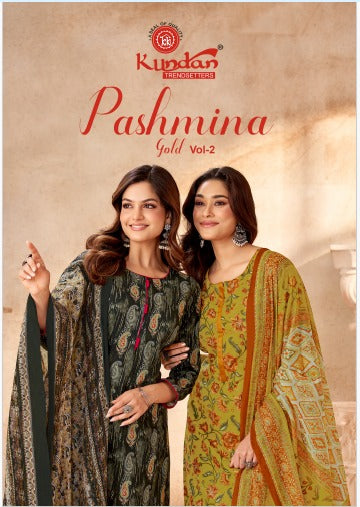 Pashmina Gold Vol 2 Kundan Cotton Dress Material Supplier India