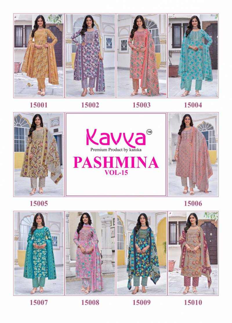Pashmina Vol 15 Kavya Cotton Readymade Pant Style Suits Wholesaler India