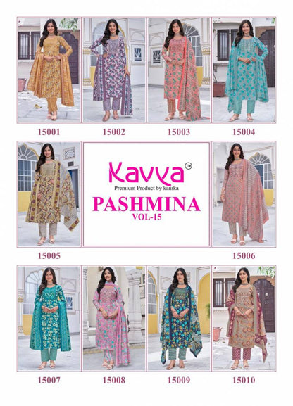 Pashmina Vol 15 Kavya Cotton Readymade Pant Style Suits Wholesaler India