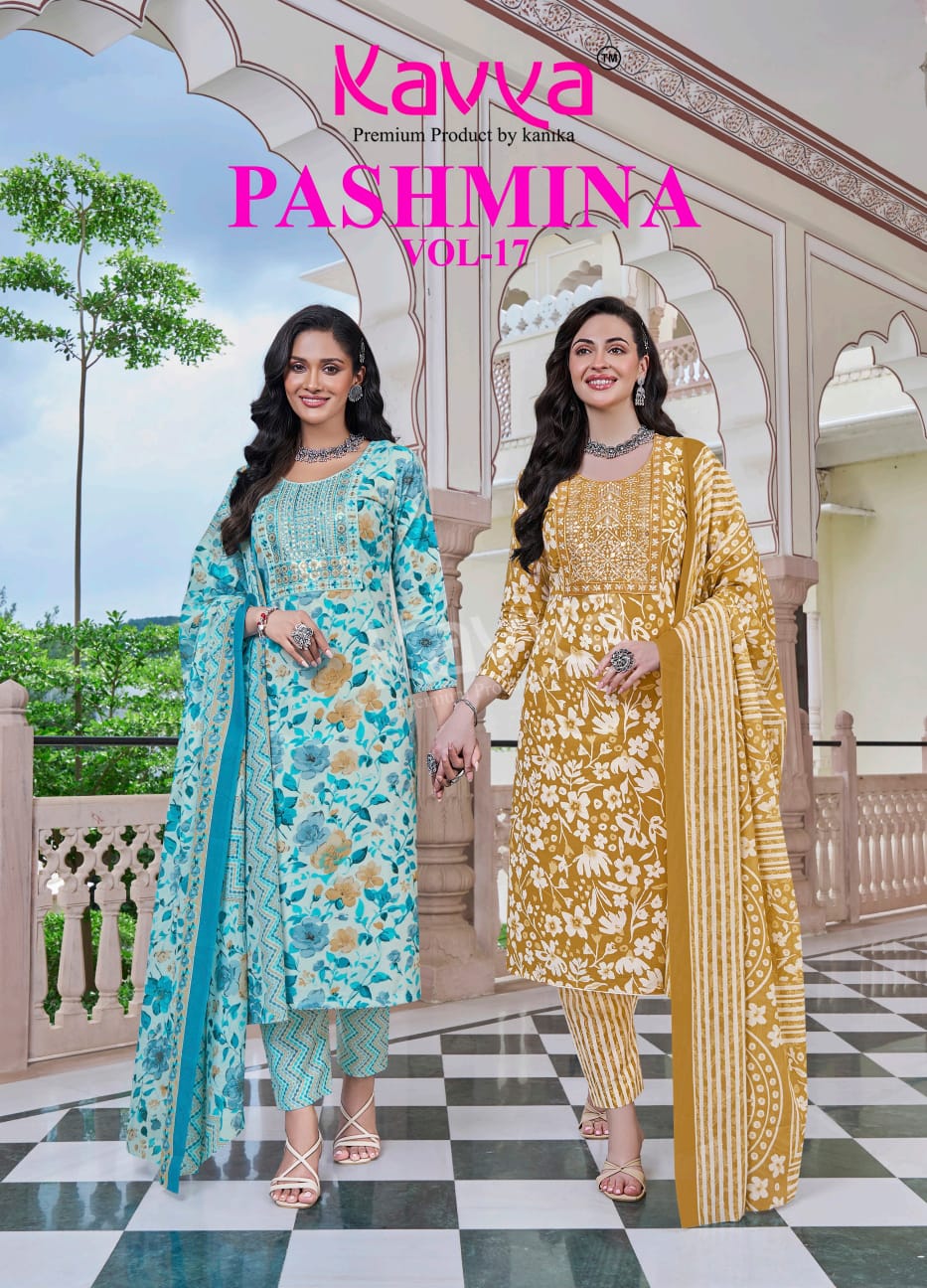 Pashmina Vol 17 Kavya Cotton Readymade Pant Style Suits Exporter Ahmedabad