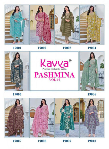 Pashmina Vol 19 Kavya Cotton Readymade Pant Style Suits Supplier India