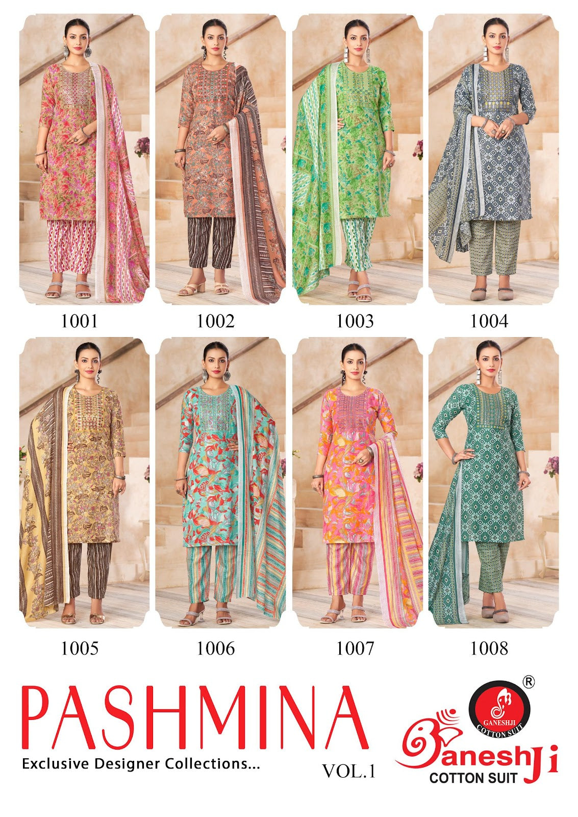 Pashmina Vol 1 Ganeshji Cotton Pant Style Suits Wholesaler Ahmedabad