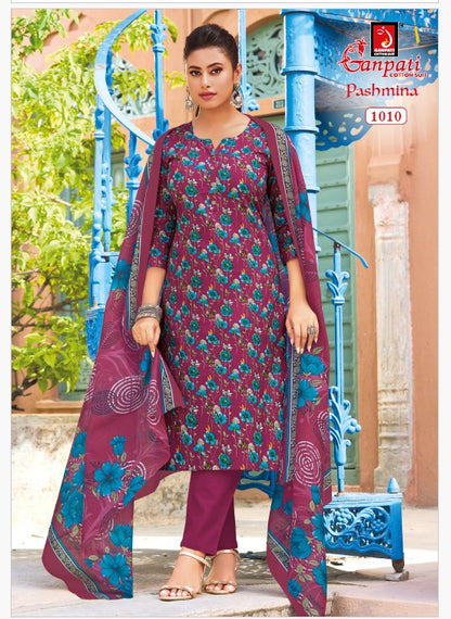 Pashmina Vol 1 Ganpati Cotton Lawn Pant Style Suits Wholesaler Ahmedabad