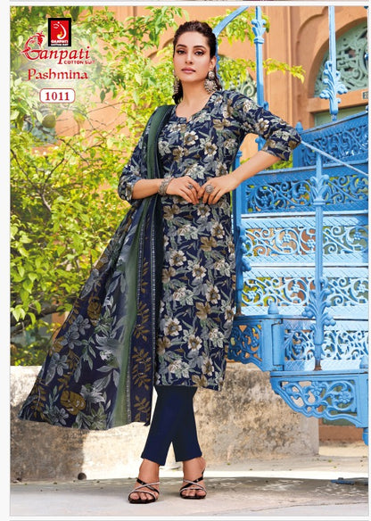 Pashmina Vol 1 Ganpati Cotton Lawn Pant Style Suits Wholesaler Ahmedabad