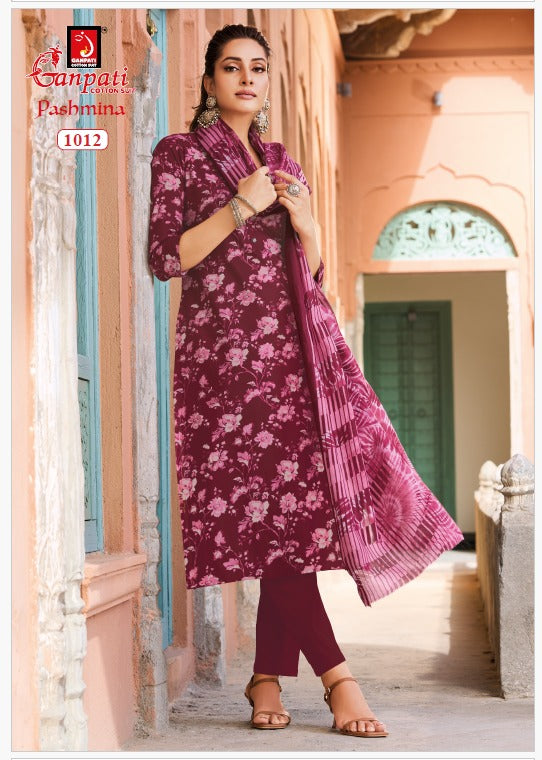 Pashmina Vol 1 Ganpati Cotton Lawn Pant Style Suits Wholesaler Ahmedabad