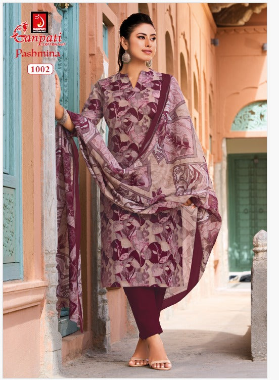 Pashmina Vol 1 Ganpati Cotton Lawn Pant Style Suits Wholesaler Ahmedabad