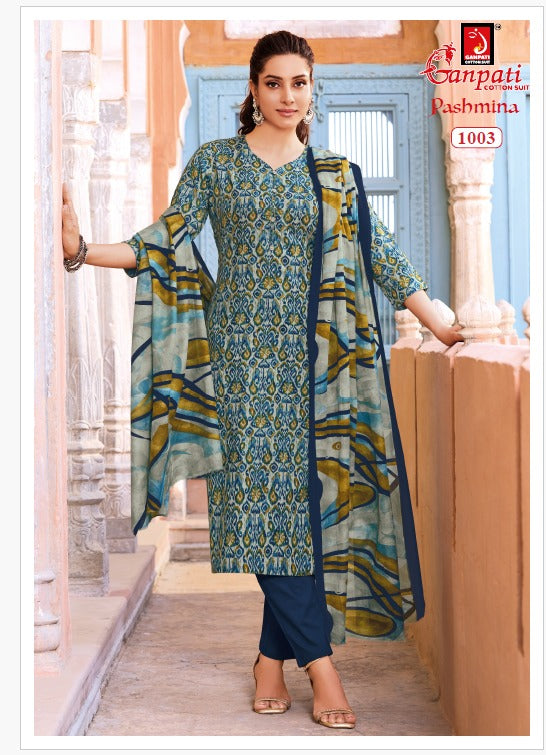 Pashmina Vol 1 Ganpati Cotton Lawn Pant Style Suits Wholesaler Ahmedabad
