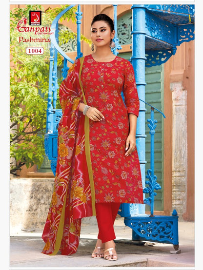 Pashmina Vol 1 Ganpati Cotton Lawn Pant Style Suits Wholesaler Ahmedabad