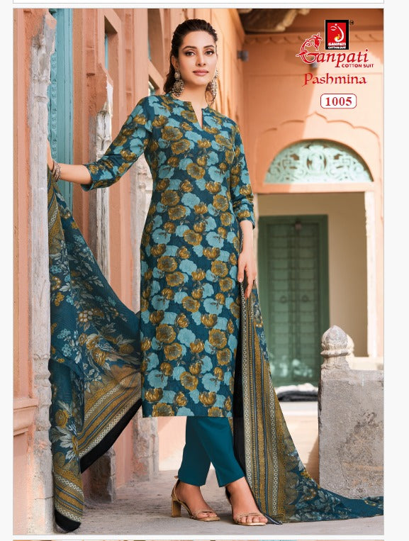 Pashmina Vol 1 Ganpati Cotton Lawn Pant Style Suits Wholesaler Ahmedabad