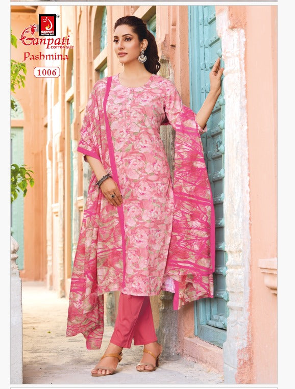 Pashmina Vol 1 Ganpati Cotton Lawn Pant Style Suits Wholesaler Ahmedabad
