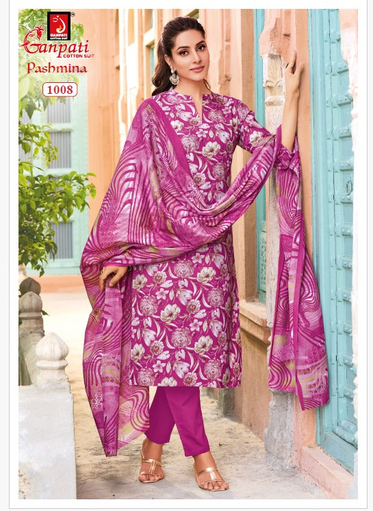 Pashmina Vol 1 Ganpati Cotton Lawn Pant Style Suits Wholesaler Ahmedabad