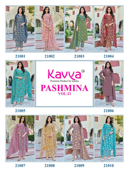 Pashmina Vol 21 Kavya Readymade Cotton Pant Suits Wholesale Rate