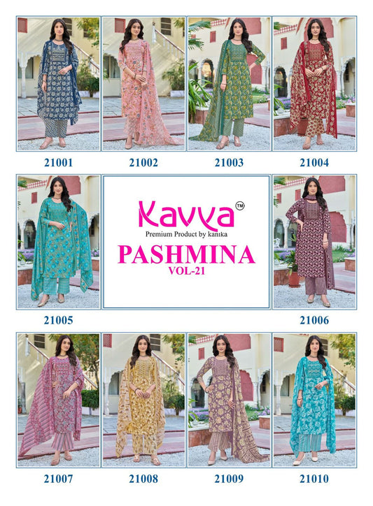 Pashmina Vol 21 Kavya Readymade Cotton Pant Suits Wholesale Rate