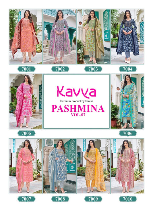 Pashmina Vol 7 Kavya Cotton Readymade Pant Style Suits Wholesale Rate