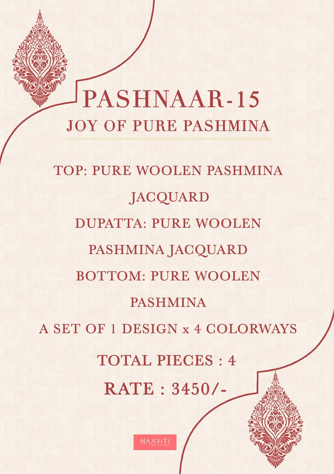 Pashnaar 15 Naariti Pure Woolen Pashmina Suits Supplier Gujarat