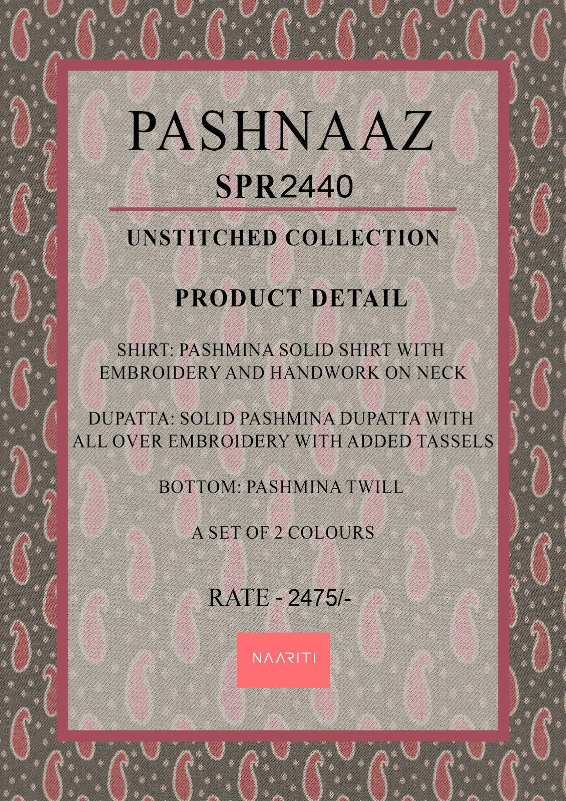 Pashnaaz Naariti Pashmina Suits Exporter Ahmedabad