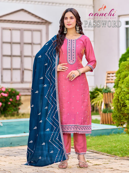 Password Aanchi Vichitra Shimmer Readymade Pant Style Suits Supplier India
