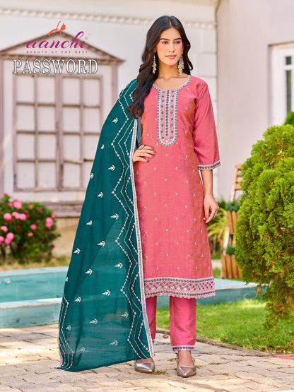 Password Aanchi Vichitra Shimmer Readymade Pant Style Suits Supplier India