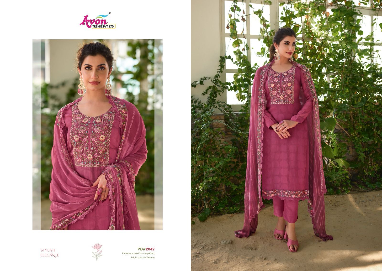Pastel Breeze Avon Trendz Organza Pant Style Suits Exporter Ahmedabad