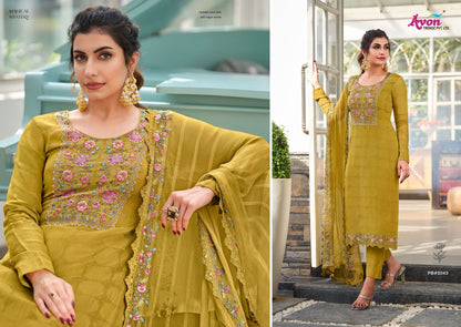 Pastel Breeze Avon Trendz Organza Pant Style Suits Exporter Ahmedabad