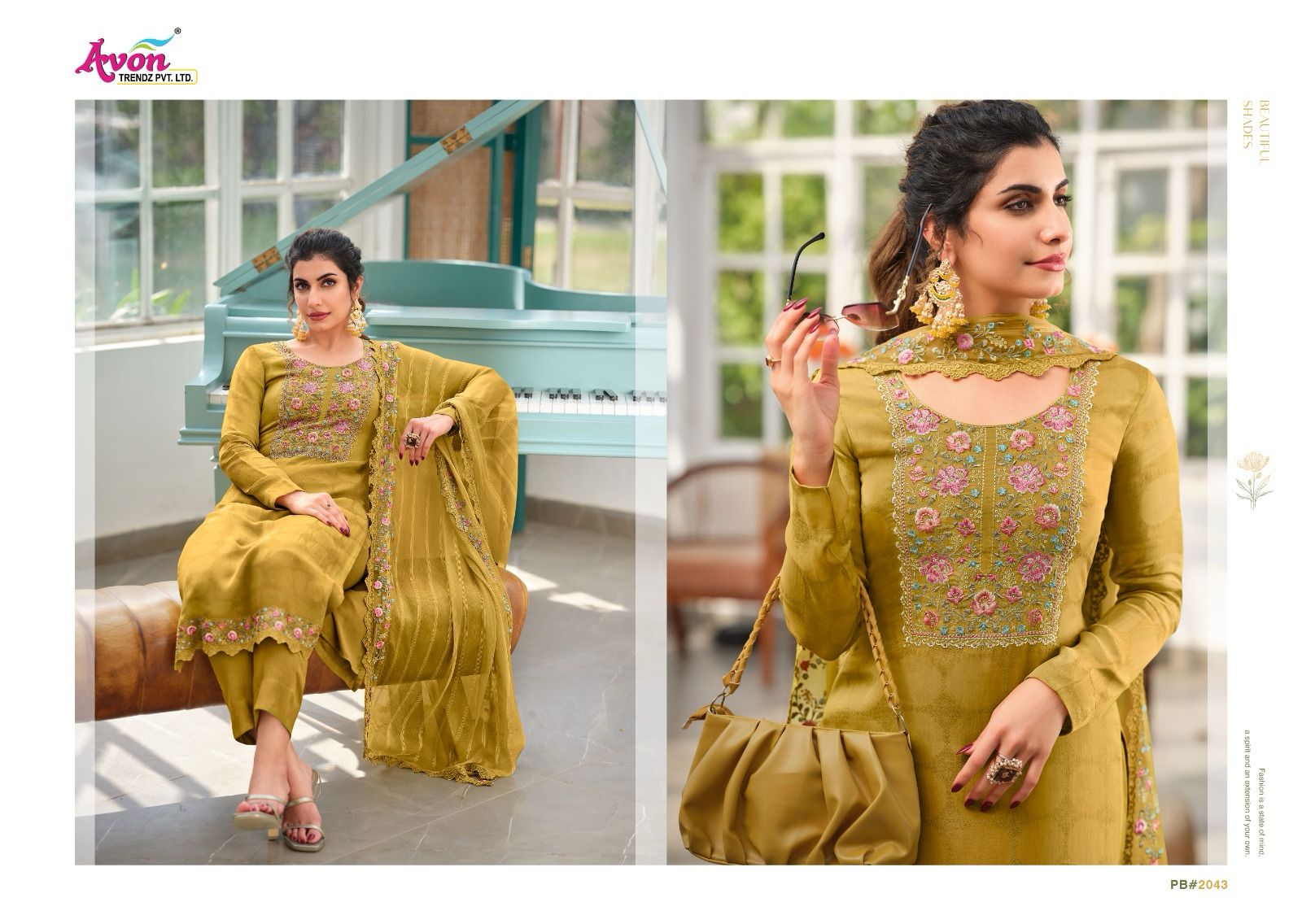 Pastel Breeze Avon Trendz Organza Pant Style Suits Exporter Ahmedabad