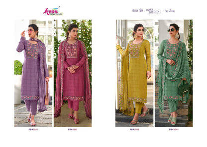 Pastel Breeze Avon Trendz Organza Pant Style Suits Exporter Ahmedabad