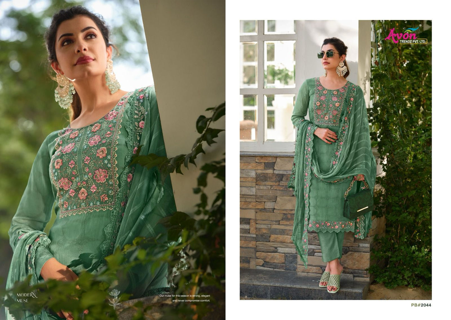 Pastel Breeze Avon Trendz Organza Pant Style Suits Exporter Ahmedabad