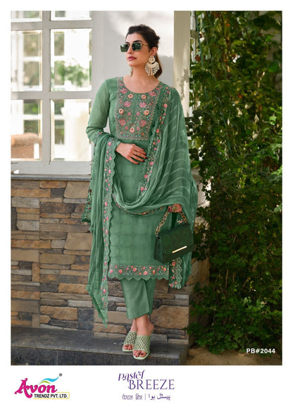 Pastel Breeze Avon Trendz Organza Pant Style Suits Exporter Ahmedabad