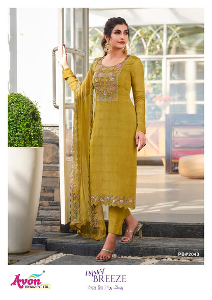 Pastel Breeze Avon Trendz Organza Pant Style Suits Exporter Ahmedabad