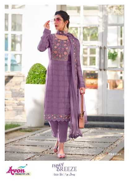 Pastel Breeze Avon Trendz Organza Pant Style Suits Exporter Ahmedabad