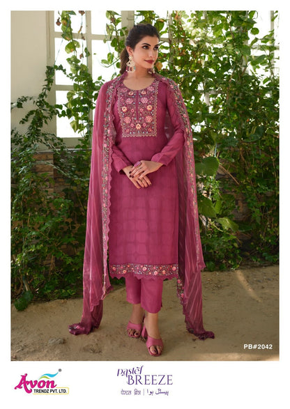 Pastel Breeze Avon Trendz Organza Pant Style Suits Exporter Ahmedabad