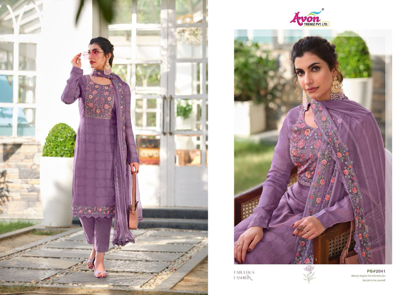 Pastel Breeze Avon Trendz Organza Pant Style Suits Exporter Ahmedabad