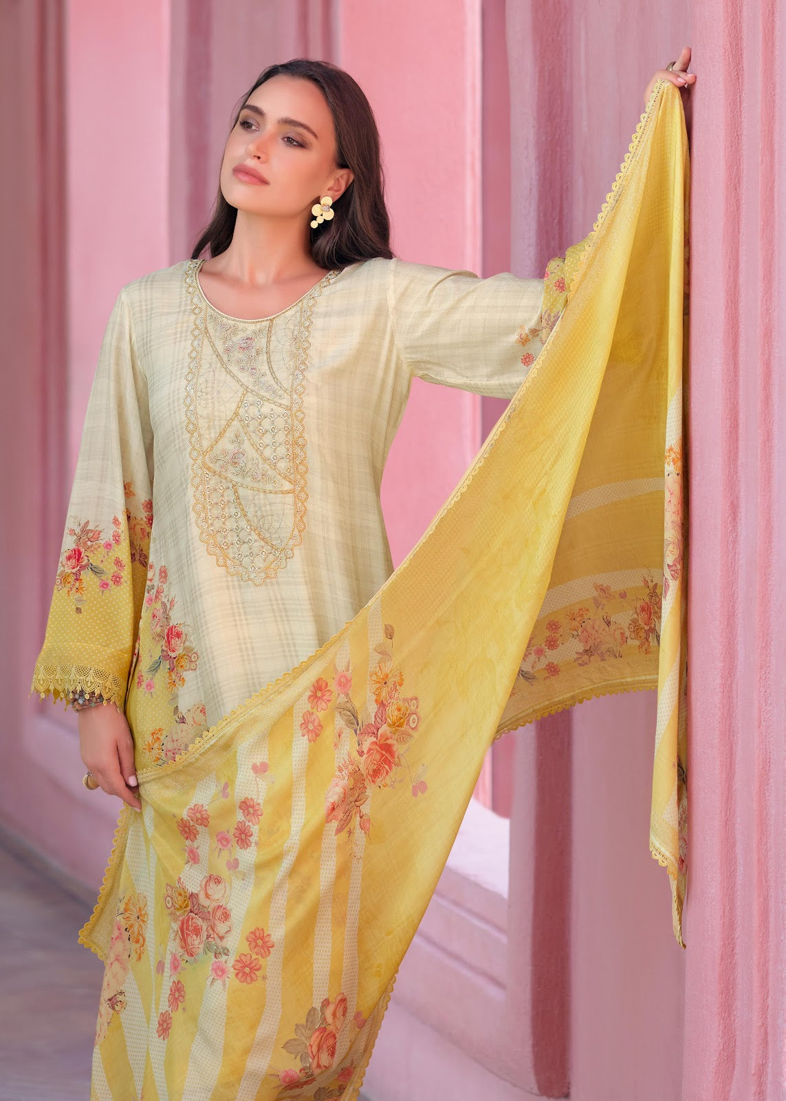 Pastel Paradise Varsha Fashions Viscose Muslin Pant Style Suits Wholesaler