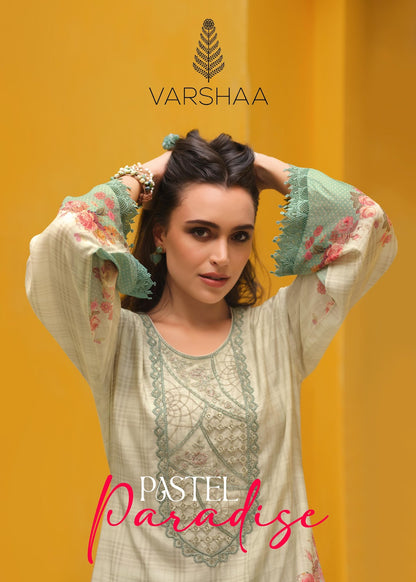 Pastel Paradise Varsha Fashions Viscose Muslin Pant Style Suits Wholesaler