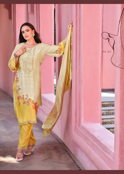 Pastel Paradise Varsha Fashions Viscose Muslin Pant Style Suits Wholesaler