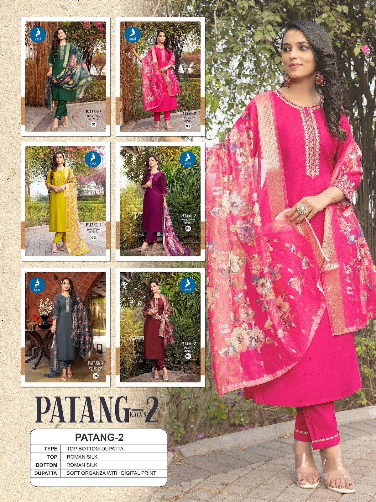 Patang 2 Kaya Roman Silk Readymade Pant Style Suits Manufacturer Ahmedabad