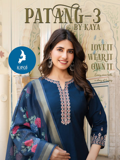 Patang 3 Kaya Roman Silk Readymade Pant Style Suits Wholesale