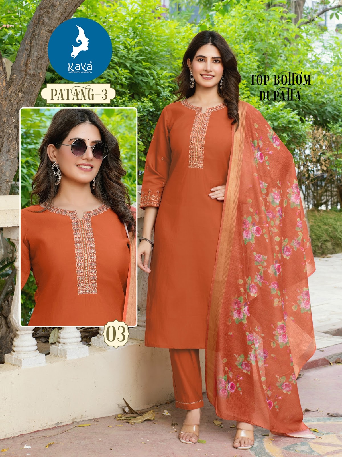 Patang 3 Kaya Roman Silk Readymade Pant Style Suits Wholesale
