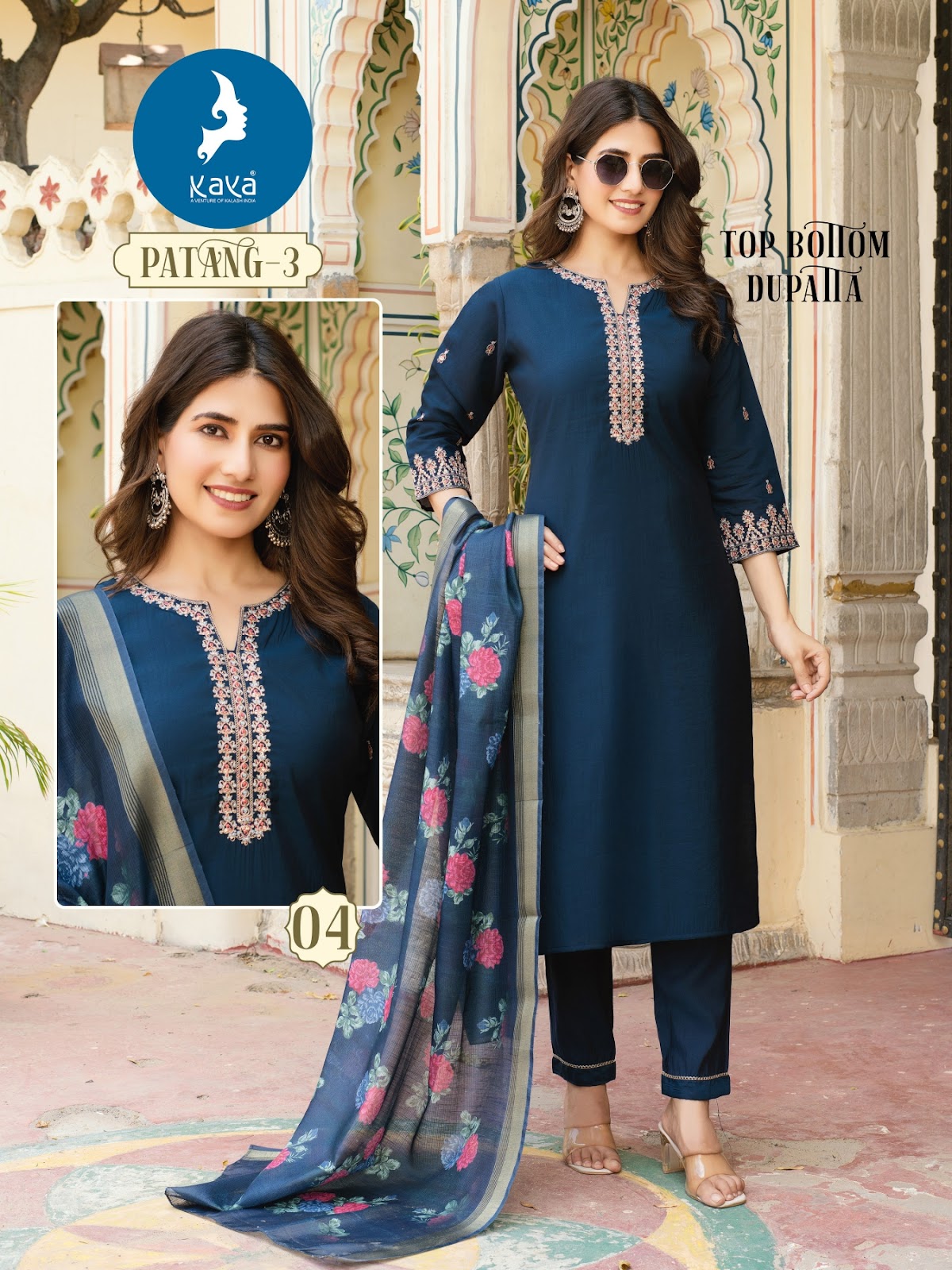 Patang 3 Kaya Roman Silk Readymade Pant Style Suits Wholesale