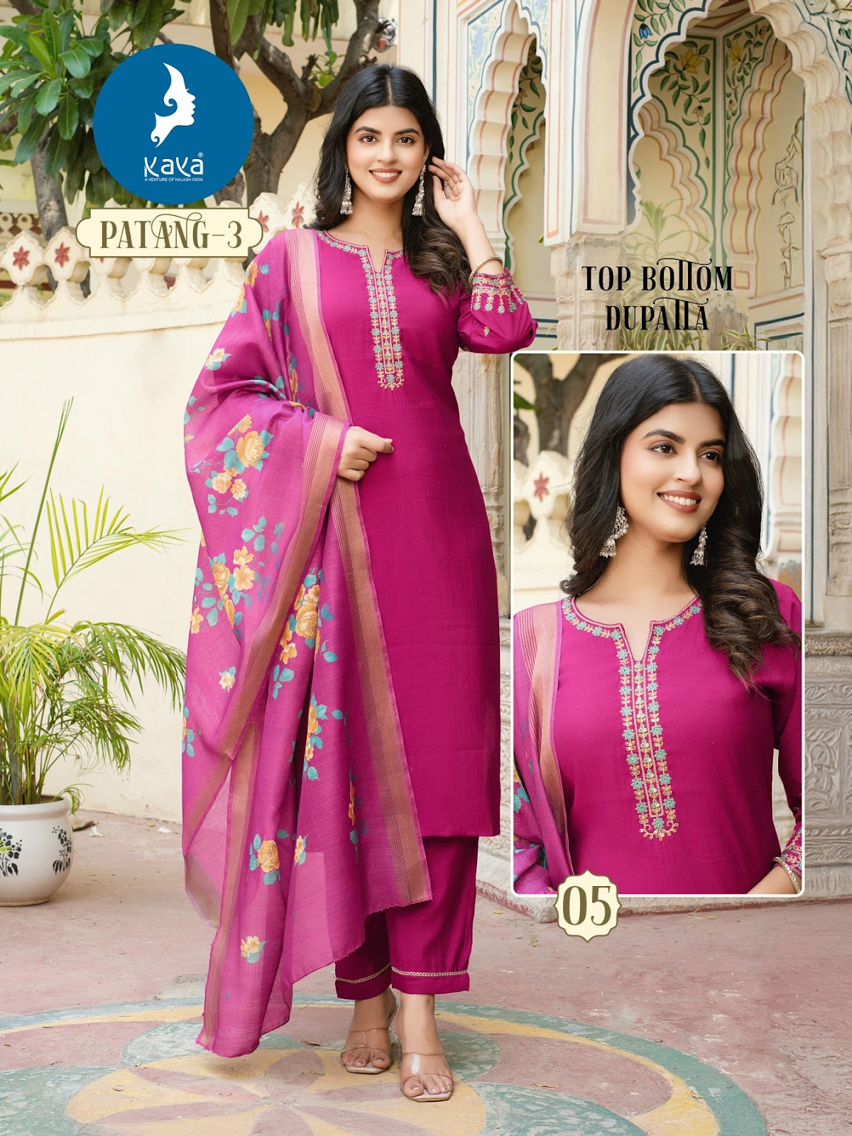 Patang 3 Kaya Roman Silk Readymade Pant Style Suits Wholesale