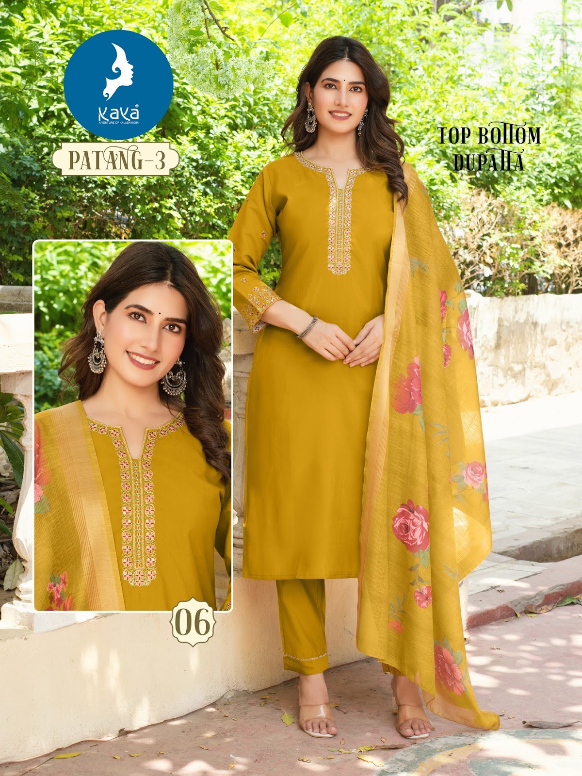 Patang 3 Kaya Roman Silk Readymade Pant Style Suits Wholesale