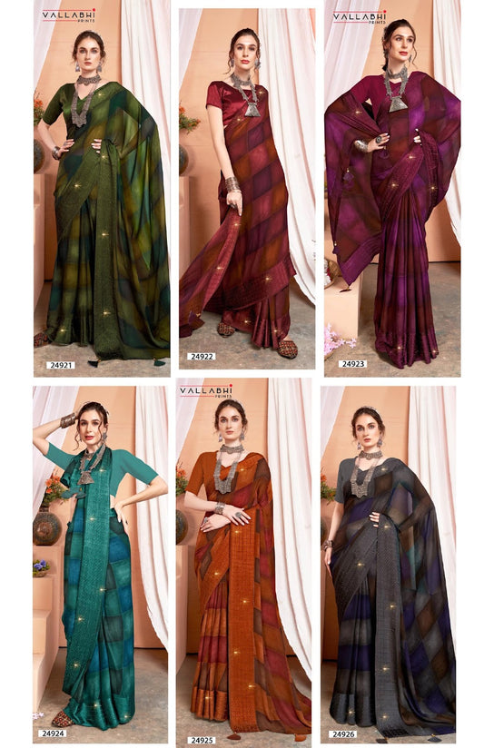 Patang Vol 6 Vallabhi Prints Georgette Sarees Wholesaler Ahmedabad