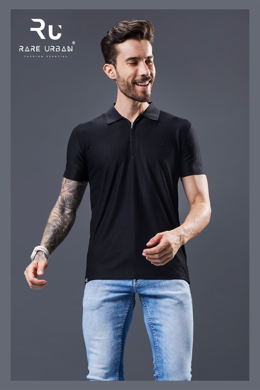 Patch Vol 5872 Rare Urban Jacquard Knit Mens Tshirts Supplier India