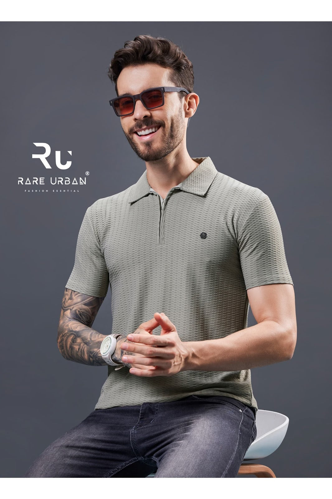 Patch Vol 5872 Rare Urban Jacquard Knit Mens Tshirts Supplier India