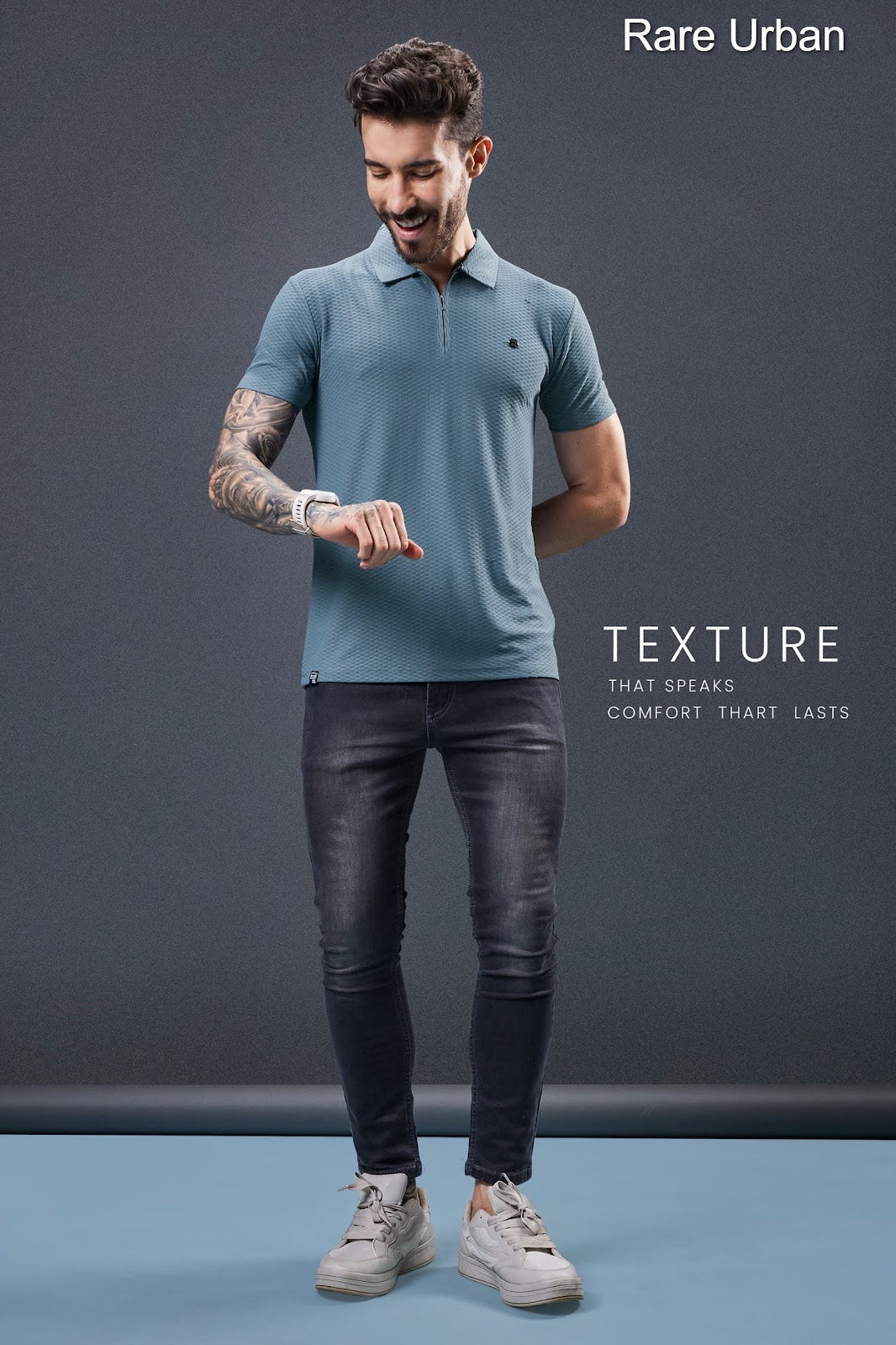 Patch Vol 5872 Rare Urban Jacquard Knit Mens Tshirts Supplier India