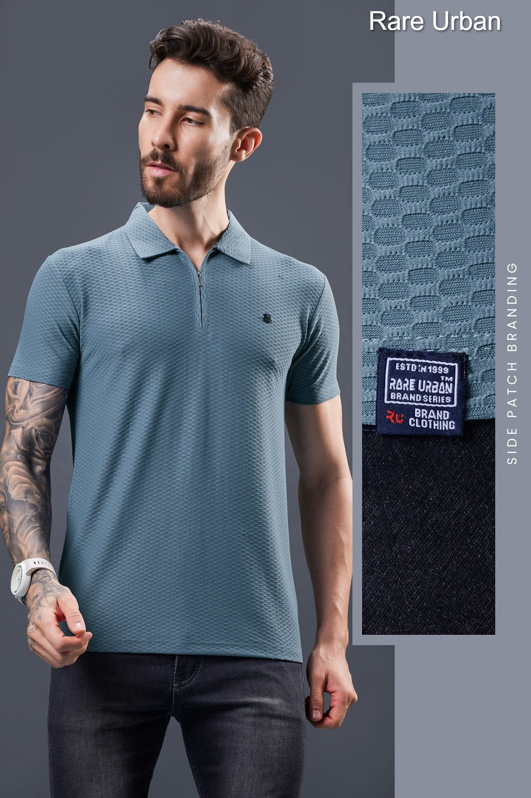 Patch Vol 5872 Rare Urban Jacquard Knit Mens Tshirts Supplier India