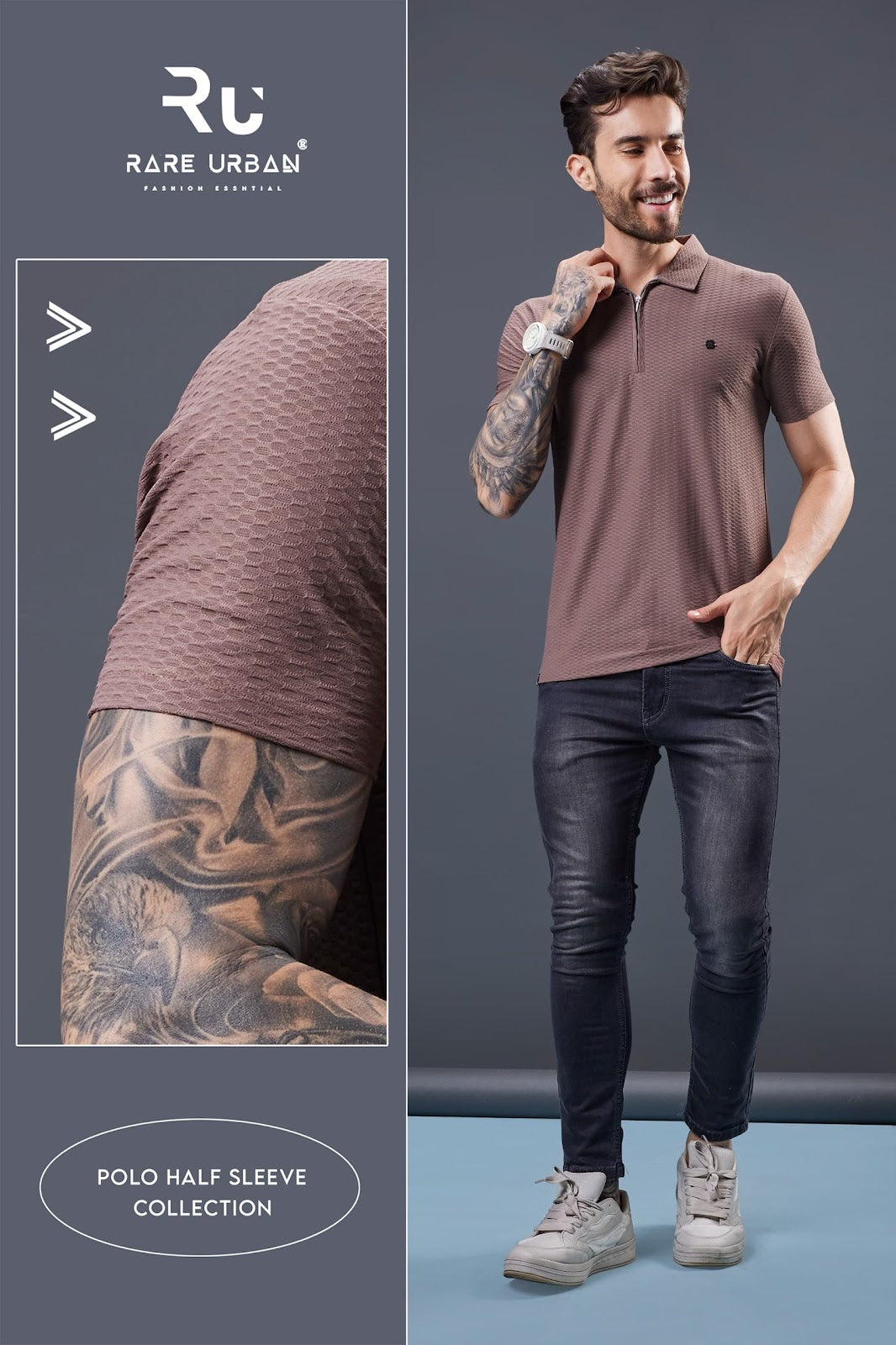 Patch Vol 5872 Rare Urban Jacquard Knit Mens Tshirts Supplier India