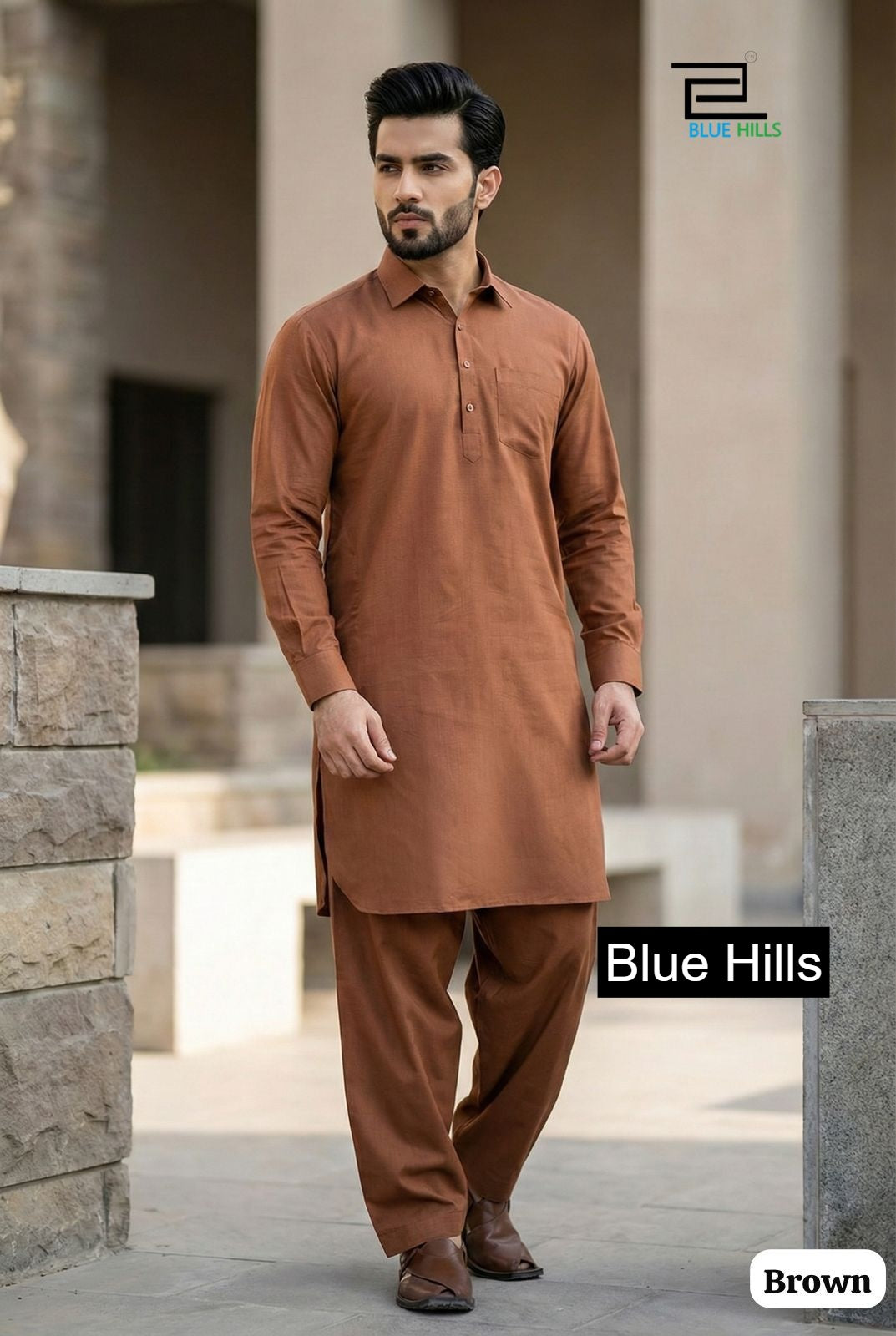 Pathani Vol 1 Blue Hills Cotton Mens Kurta Pajama Wholesaler Ahmedabad