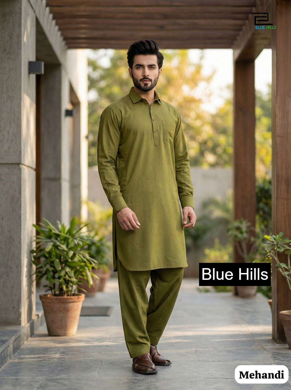 Pathani Vol 1 Blue Hills Cotton Mens Kurta Pajama Wholesaler Ahmedabad