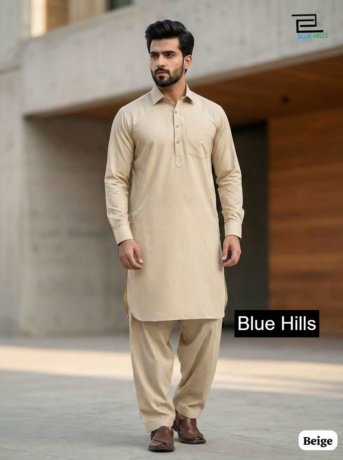 Pathani Vol 1 Blue Hills Cotton Mens Kurta Pajama Wholesaler Ahmedabad